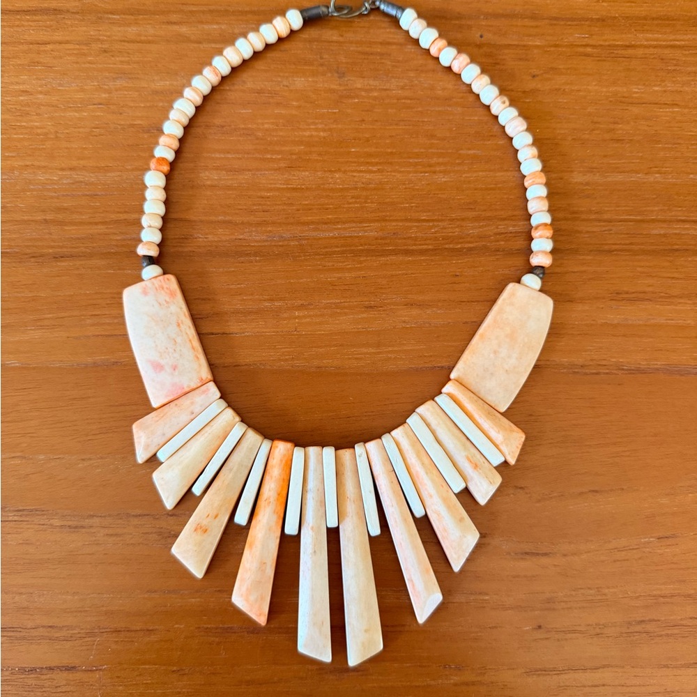 Elegant Orange and Cream Beaded Necklace